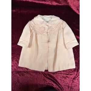 Antique Silk Baby Swing Coat – Blush Pink Embroidered Lined Infant Jacket